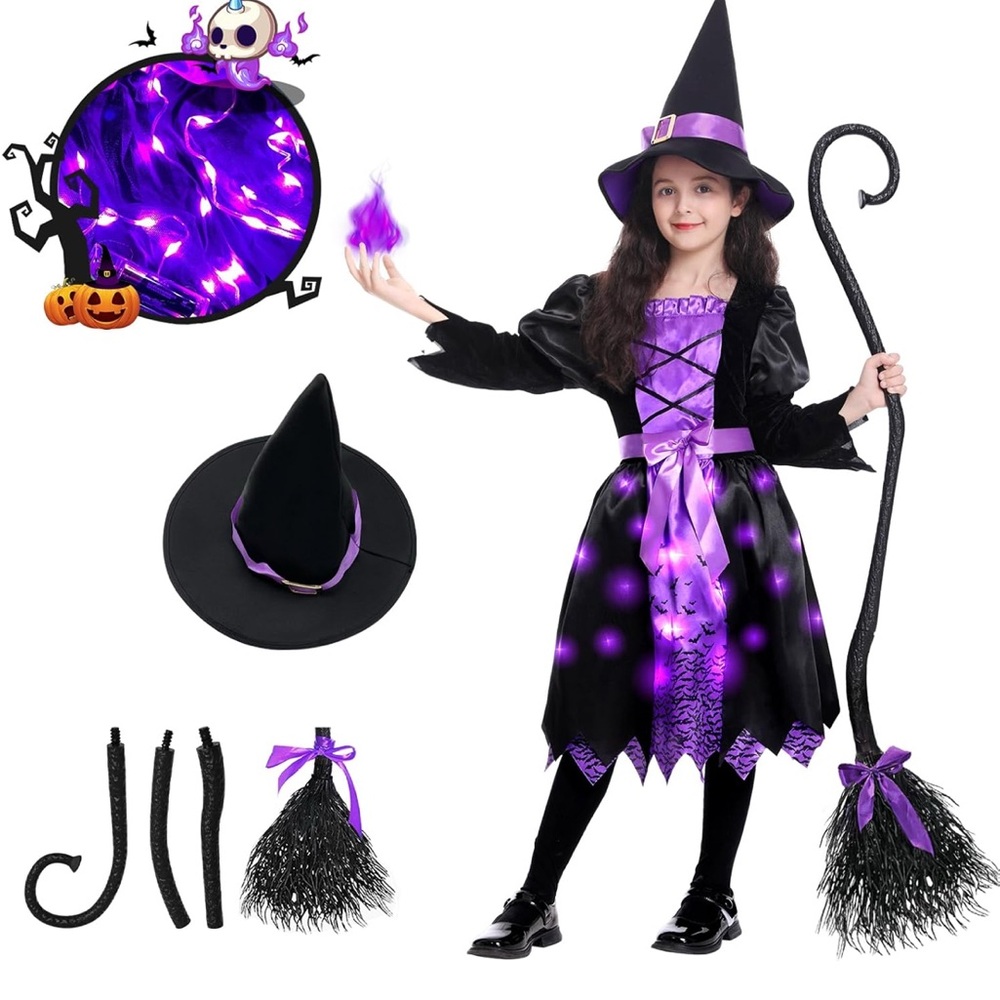 New Purple Witch Costume with LED Lights 3T